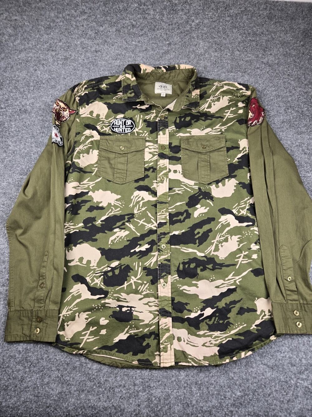 Rare vintage Ecko unltd 1993 camouflage & patches long sleeve XL #953